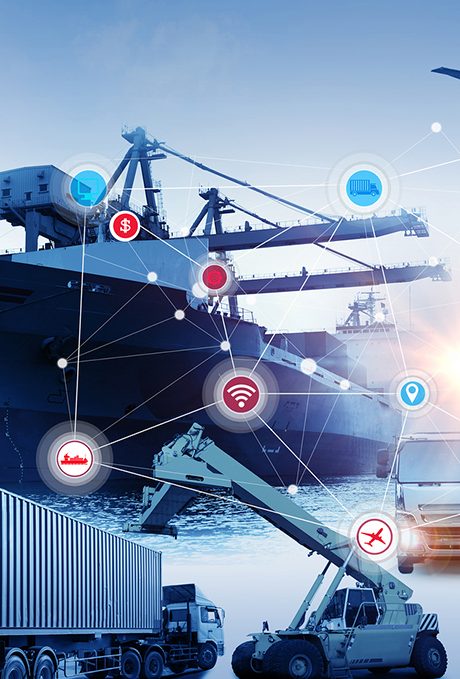 Global business of Container Cargo freight train for Business logistics concept Air cargo trucking Rail transportation and maritime shipping Logistics business concept distribution delivery service shipping logistic transport